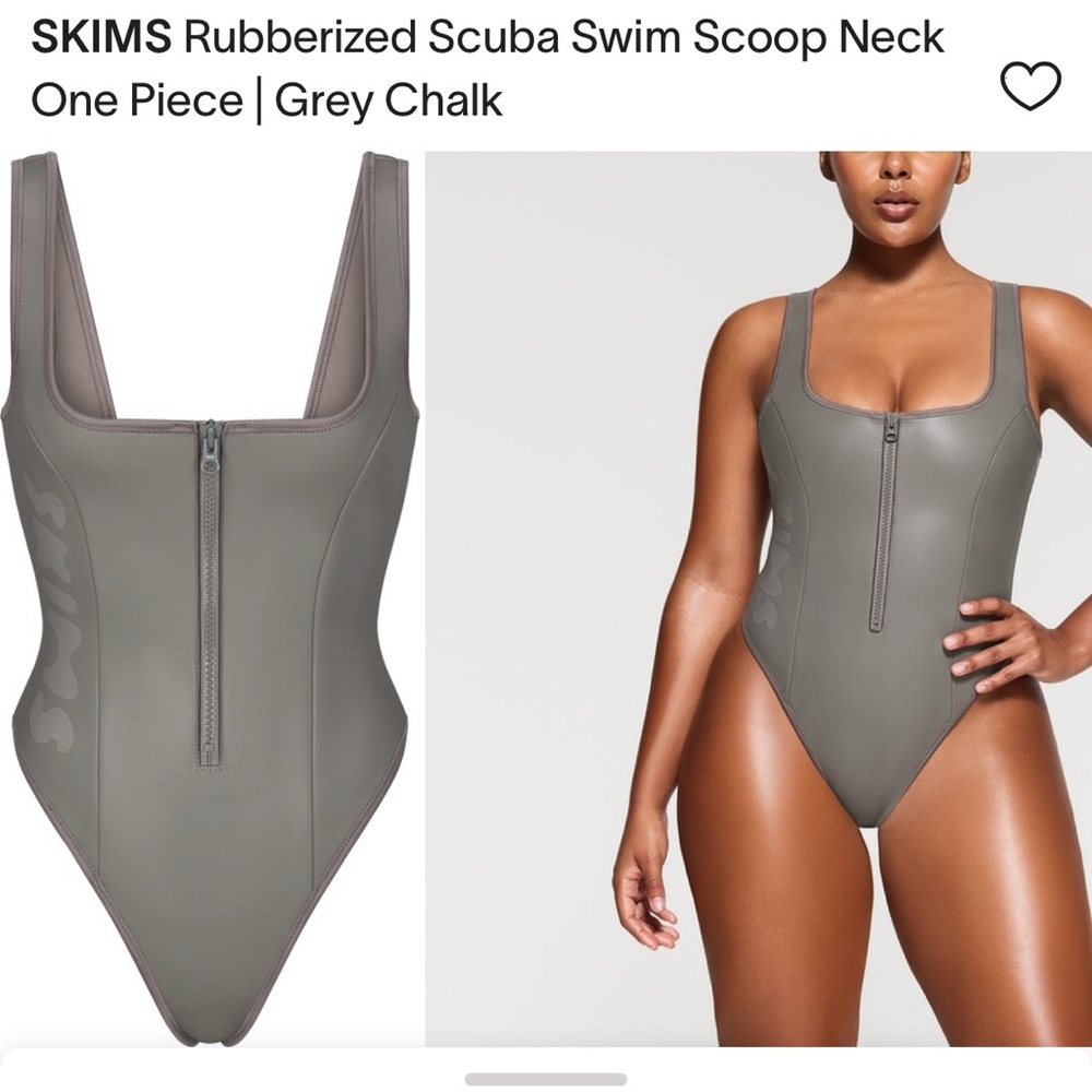 SKIMS Rubberized Scuba Swim Scoop Neck One Piece - Gray